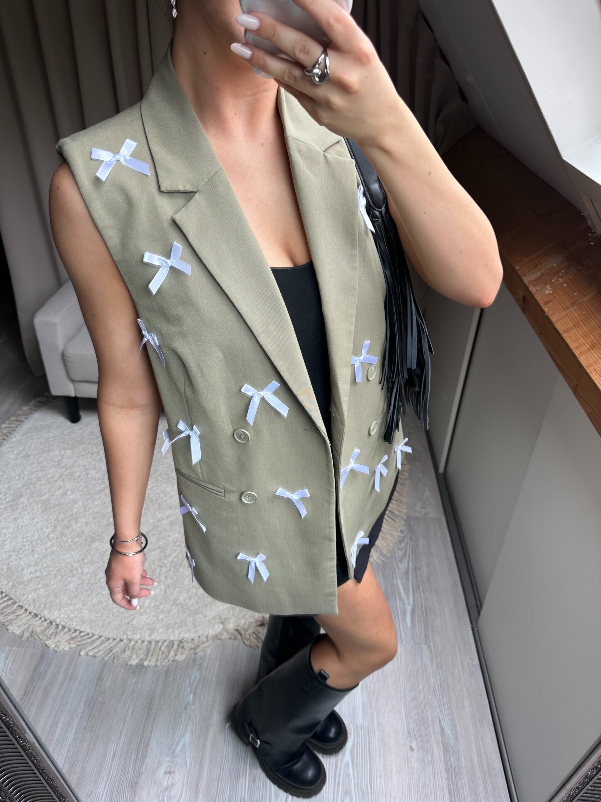 Jade Bow Vest Blazer - M - Afbeelding 2